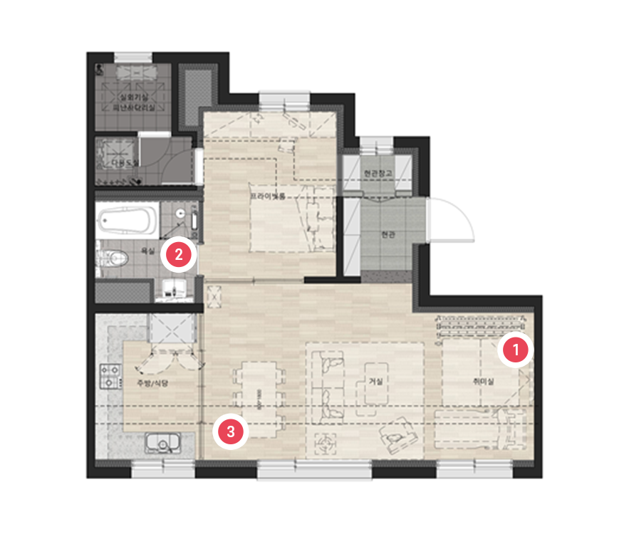 전용 46㎡ 평면도 전체 이미지
